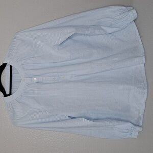 Unmarked Striped Blue White Long Sleeve Pullover Textured Relax Fit S